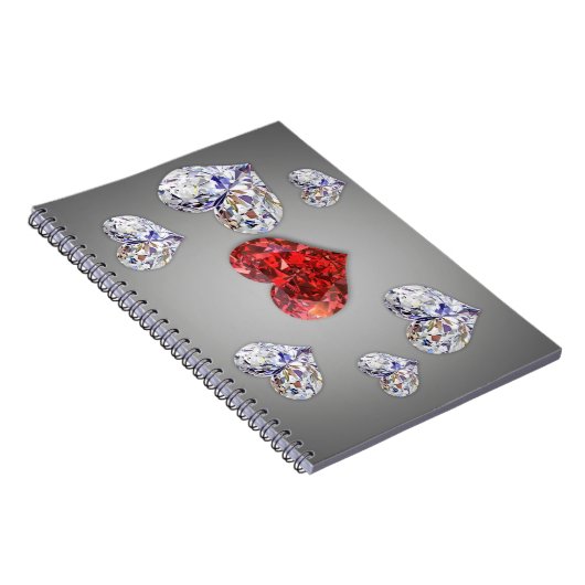 Elegant Diamond Hearts Notitieboek (Rechterzijde)