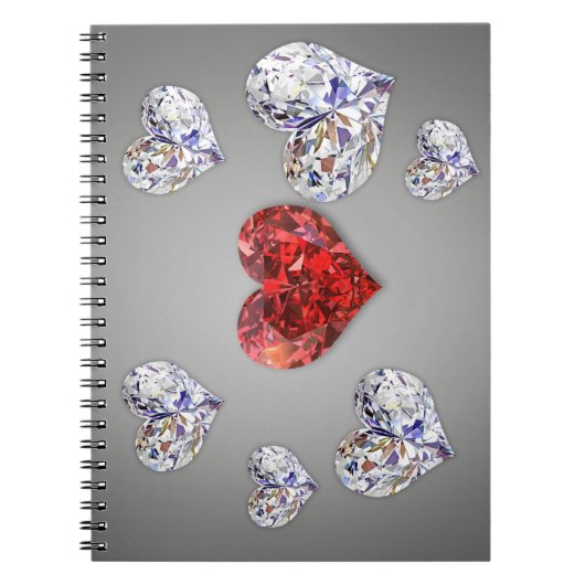 Elegant Diamond Hearts Notitieboek (Voorkant)