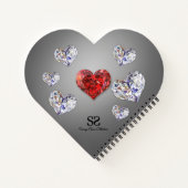 Elegant Diamond Hearts Notitieboek (Achterkant)
