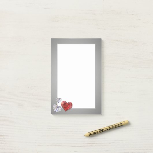 Elegant Diamond Hearts Post-it® Notes (Op bureau)