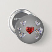 Elegant Diamond Hearts Ronde Button 5,7 Cm (Voorkant /achterkant)