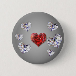 Elegant Diamond Hearts Ronde Button 5,7 Cm