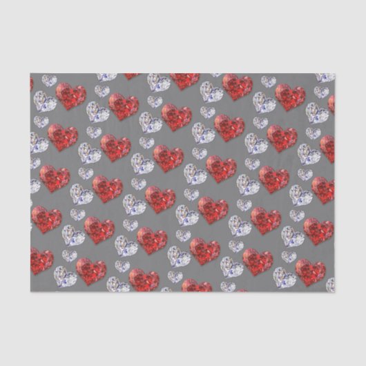 Elegant Diamond Hearts Tissuepapier (Voorkant)