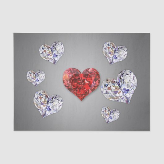 Elegant Diamond Hearts Tissuepapier (Voorkant)
