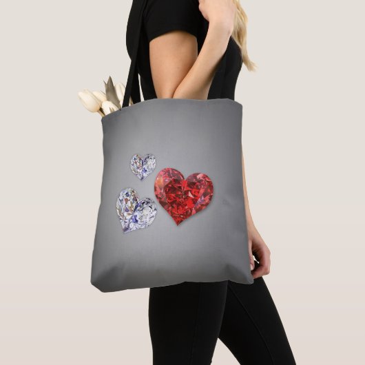 Elegant Diamond Hearts Tote Bag (Dichtbij)