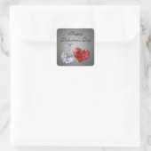 Elegant Diamond Hearts Vierkante Sticker (Tas)