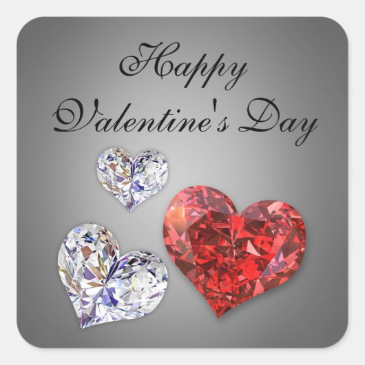 Elegant Diamond Hearts Vierkante Sticker (Voorkant)