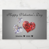 Elegant Diamond Hearts Voedselcontainer Etiket (Enkel label)