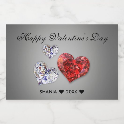 Elegant Diamond Hearts Voedselcontainer Etiket (Enkel label)