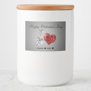 Elegant Diamond Hearts Voedselcontainer Etiket