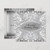 Elegant Diamond Jewel Birthday Party Invitation Kaart (Voorkant / Achterkant)