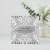 Elegant Diamond Jewel Birthday Party Invitation Kaart (Staand voorkant)