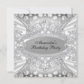 Elegant Diamond Jewel Birthday Party Invitation Kaart (Voorkant)