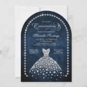 Elegant Diamond Jewels Quinceanera Invitation Kaart (Voorkant)