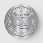 Elegant Diamond Jubilee 60th Wedding Jubileum Ronde Klok (Voorkant)