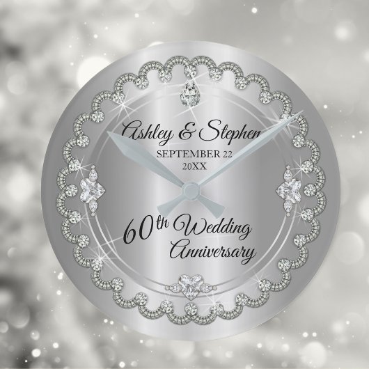 Elegant Diamond Jubilee 60th Wedding Jubileum Ronde Klok