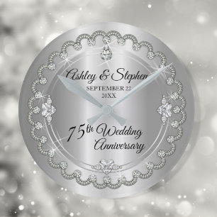 Elegant Diamond Jubilee 75th Wedding Jubileum Ronde Klok