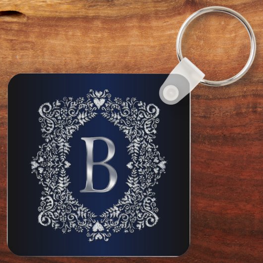 Elegant Diamond  Lijst Initiaal B Sleutelhanger (Achterkant)