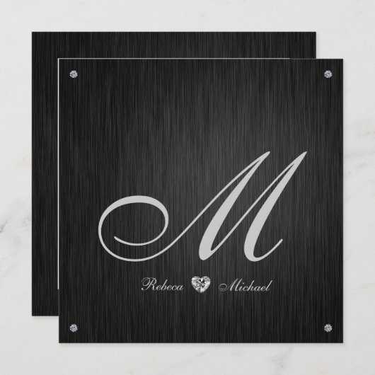 Elegant Diamond Monogram Weddenschap Kaart (Voorkant / Achterkant)