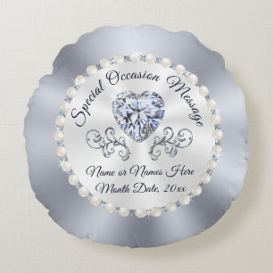 Elegant Diamond Personalized Ring Bearer Pillow Rond Kussen