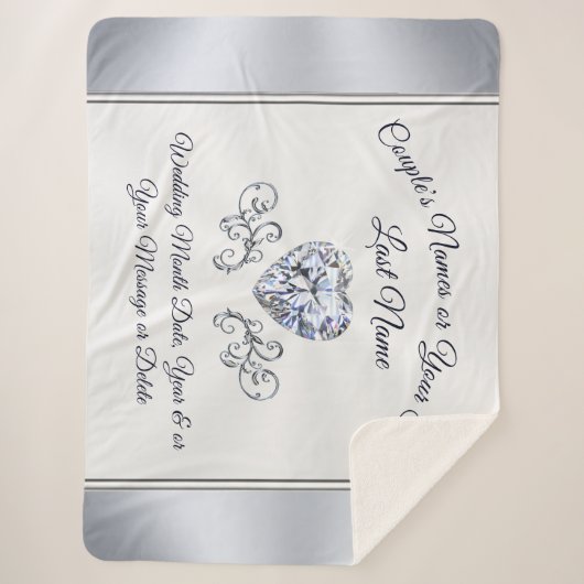 Elegant Diamond Personalized Wedding Throw Blanket (Voorkant)