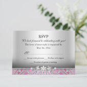 Elegant Diamond Pink RSVP (Staand voorkant)