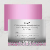 Elegant Diamond Pink RSVP (Voorkant / Achterkant)