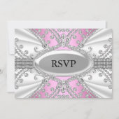 Elegant Diamond Pink RSVP Kaart (Voorkant)