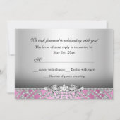 Elegant Diamond Pink RSVP Kaart (Achterkant)