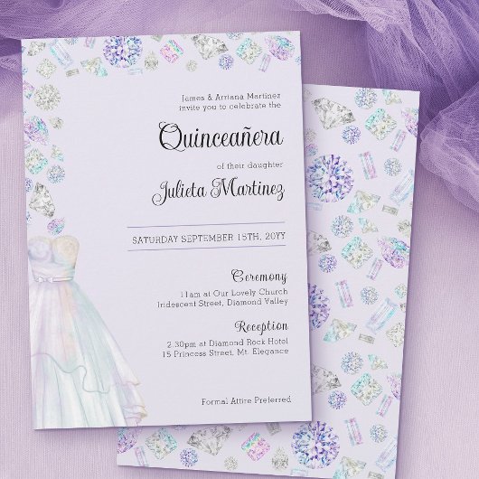 Elegant Diamond Princess Quinceanera en Mass Kaart