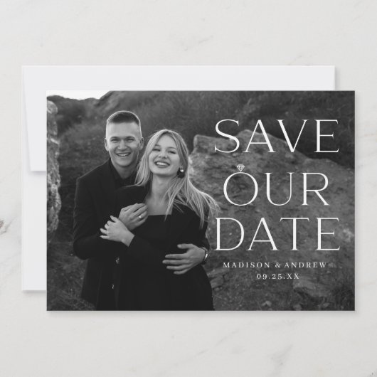 Elegant Diamond Ring Overlay Foto Save The Date (Voorkant)