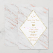 Elegant Diamond Roos Gold Marble Birthday Party Kaart (Voorkant / Achterkant)