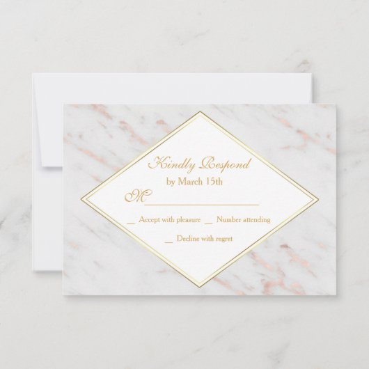 Elegant Diamond Roos Gold Marble RSVP (Achterkant)