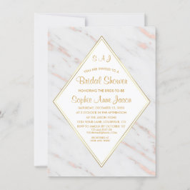 Elegant Diamond Roos Gold Marble Vrijgezellenfeest Kaart
