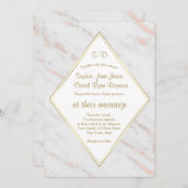 Elegant Diamond Roos Gold Marble Wedding Kaart (Voorkant / Achterkant)