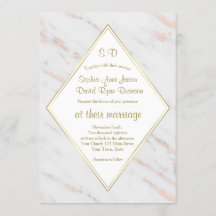 Elegant Diamond Roos Gold Marble Wedding