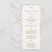 Elegant Diamond Roos Gold Marble Wedding Menu (Voorkant / Achterkant)