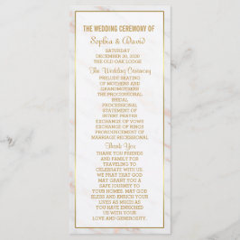 Elegant Diamond Roos Gold Marble Wedding Program Programmakaart