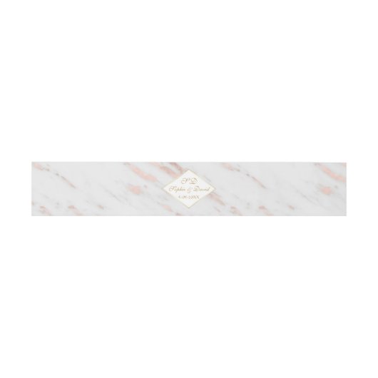 Elegant Diamond Roos Gold Marble Wedding Uitnodigingen Wikkel (Vlak)