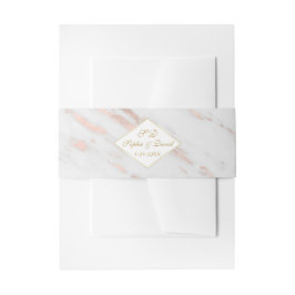 Elegant Diamond Roos Gold Marble Wedding Uitnodigingen Wikkel