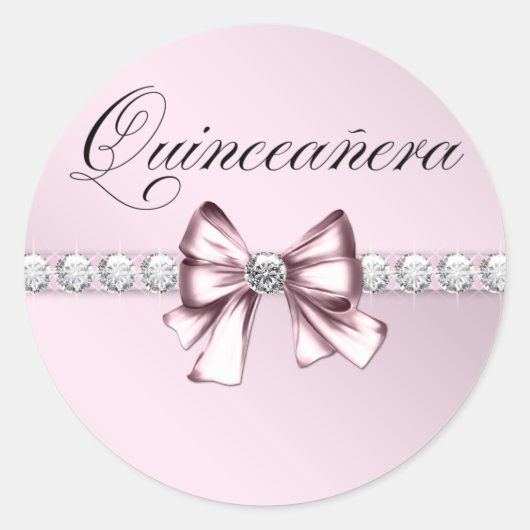 Elegant Diamond Roze Zwart Quinceanera Stickers (Voorkant)