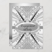 Elegant Diamond Silver Engagement Party nodigt uit Kaart (Voorkant / Achterkant)