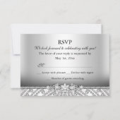 Elegant Diamond Silver RSVP (Voorkant)