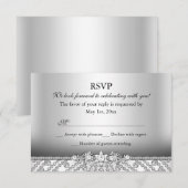 Elegant Diamond Silver RSVP (Voorkant / Achterkant)