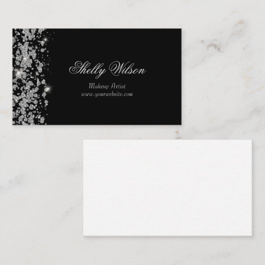 Elegant Diamond Sparkle Black Visitekaartje (Voorkant / Achterkant)