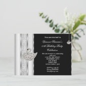 Elegant Diamond Swan White Silver Black Birthday Kaart (Staand voorkant)