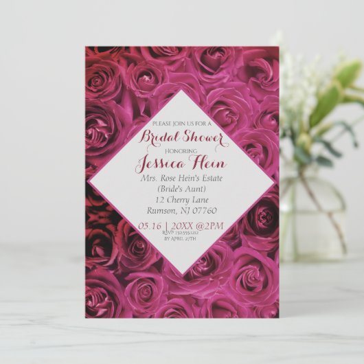 Elegant Diamond Vrijgezellenfeest Roze Roses Kaart (Staand voorkant)