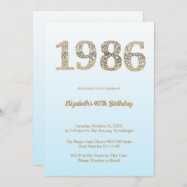 Elegant Diamond Year 1986 40th Birthday Party Kaart