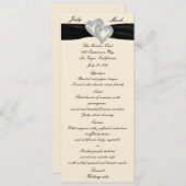 Elegant Diamond Zwart Lint Menu Kaart (Voorkant / Achterkant)
