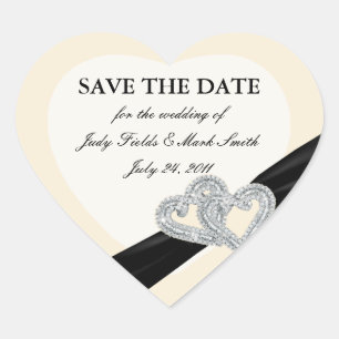 Elegant Diamond Zwart Lint Save The Date Sticker